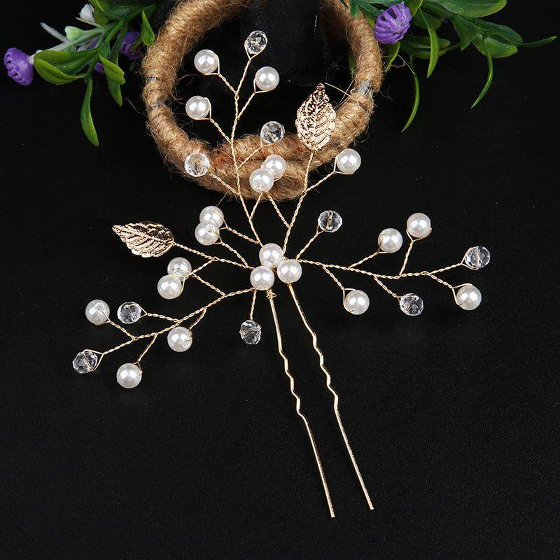 Gold Bridal Headwear Handcrafted Leaf Hair Accessories Wedding Hair accessories Hairpin set of 2 603338141625 - COCOMELODY